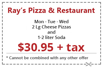 Buy one large pizza get 2nd for 4.95